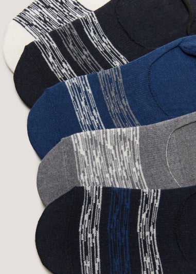 5 Pack Multicoloured Stripe Invisible Socks