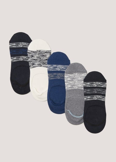 5 Pack Multicoloured Stripe Invisible Socks