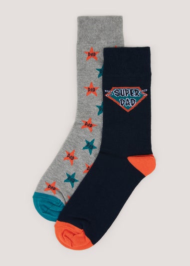 Navy 2 Pack Super Dad Socks