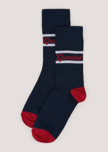 Navy Grandad Print Socks