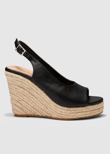 NOVO Black Wide Fit Ocean Wedge Heels