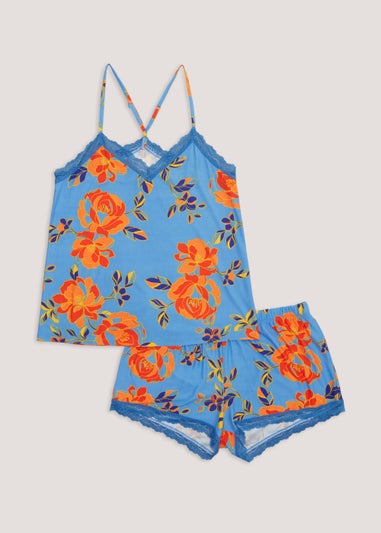Blue Floral Soft Touch Short Pyjama Set