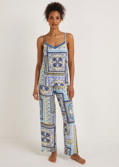 Blue Tile Print Cami Pyjama Set