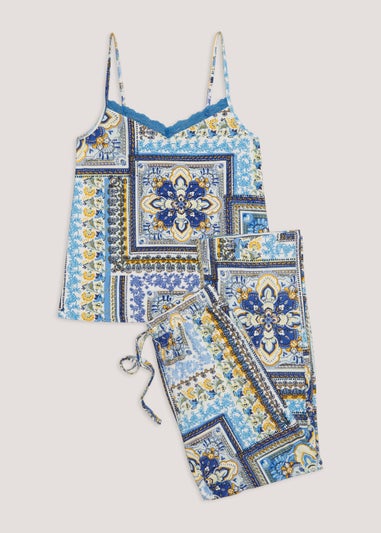 Blue Tile Print Cami Pyjama Set
