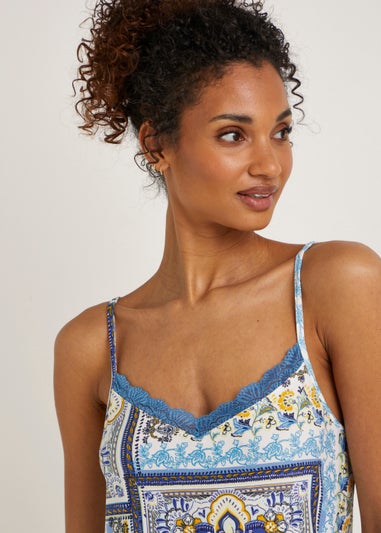 Blue Tile Print Cami Pyjama Set