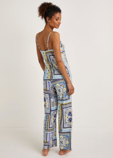 Blue Tile Print Cami Pyjama Set