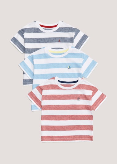Boys 3 Pack Nautical Stripe Textured T-Shirts (9mths-6yrs)