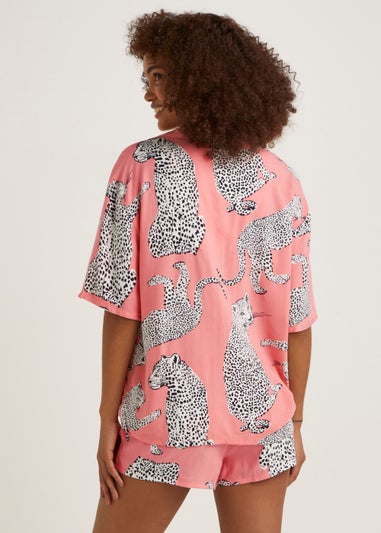 Pink Cheetah Short Button Up Pyjama Set
