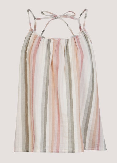 Multicoloured Stripe Double Cloth Cami Top