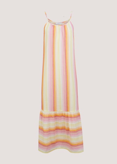 Multicoloured Stripe Double Cloth Dress