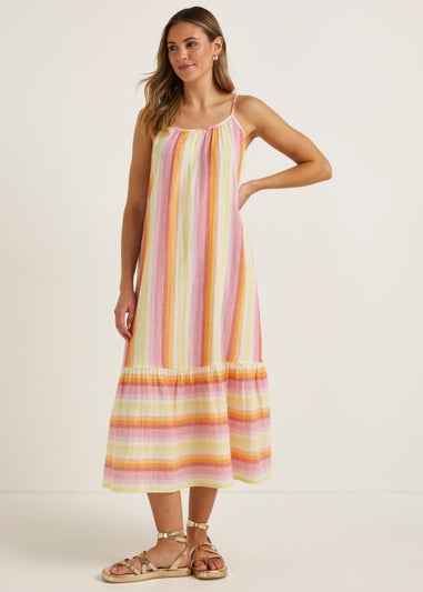 Multicoloured Stripe Double Cloth Dress