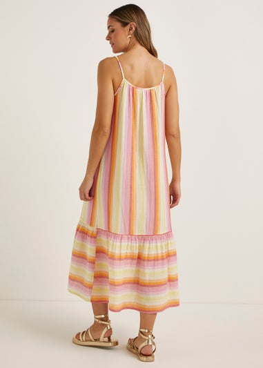 Multicoloured Stripe Double Cloth Dress