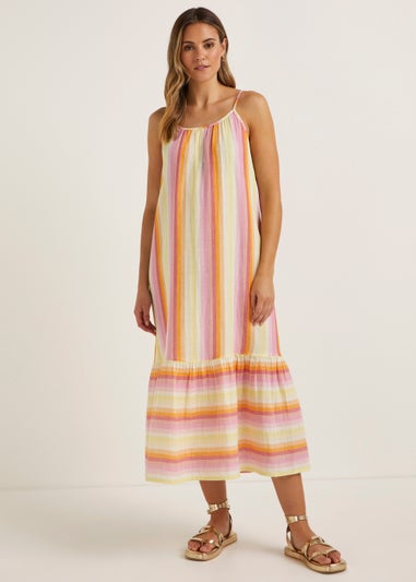 Multicoloured Stripe Double Cloth Dress