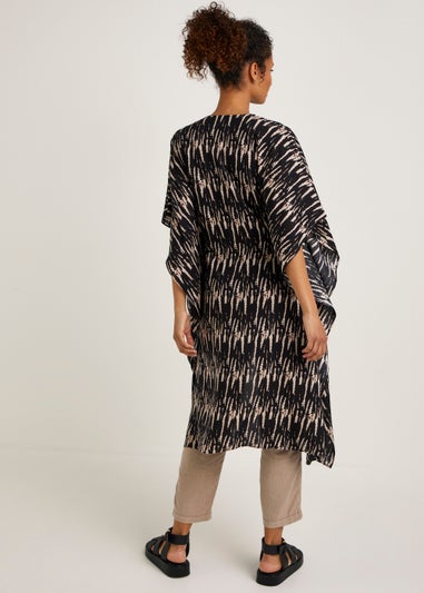 Black Tie Dye Longline Kimono