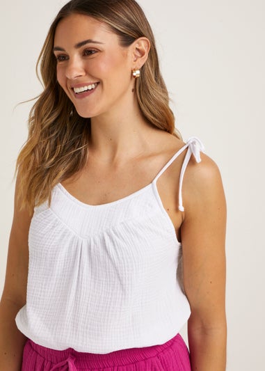 White Double Cloth Co-Ord Cami Top