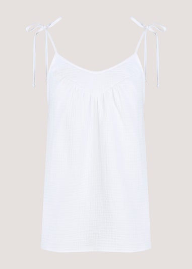 White Double Cloth Co-Ord Cami Top