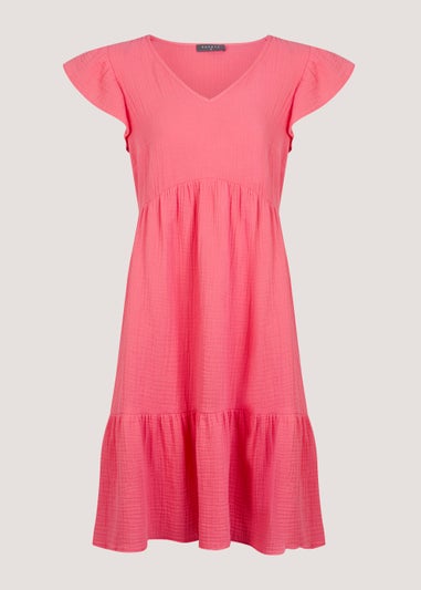 Pink Double Cloth Mini Dress