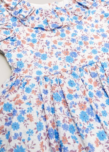 Girls Blue Floral Occasion Dress (9mths-6yrs)