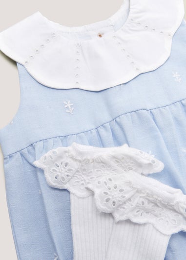Baby Blue Chambray Collar Romper & Socks Set (Newborn-18mths)