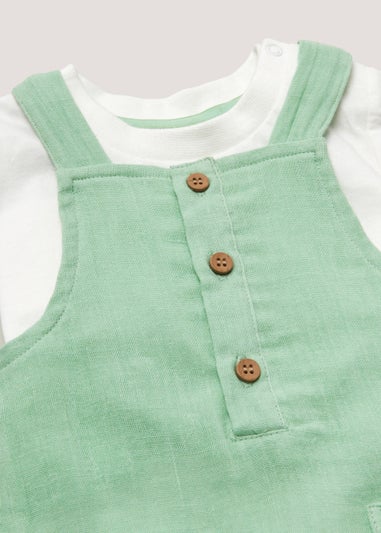 Baby Sage Dungarees & T-Shirt Set (Newborn-23mths)