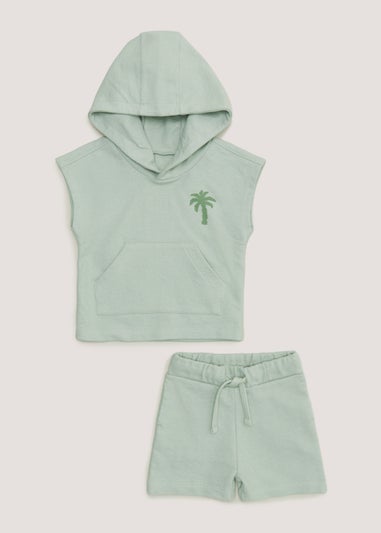 Boys Sage Sleeveless Hoodie & Shorts Set (9mths-6yrs)