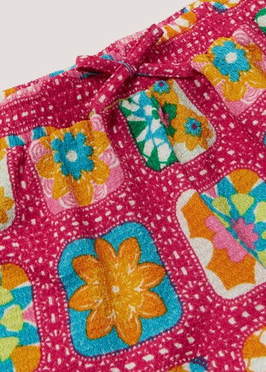 Girls Pink Floral Crinkle Shorts (4-13yrs)