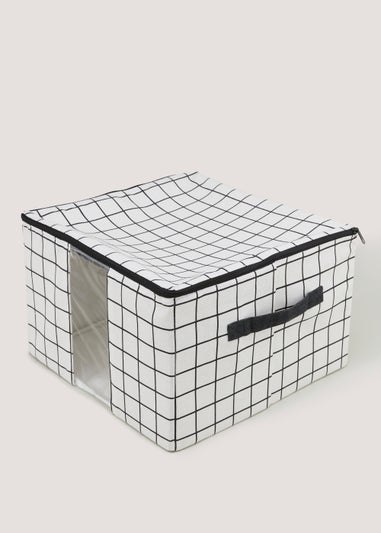 White Check Clothes Storage Bag (38cm x 38cm x 24cm)
