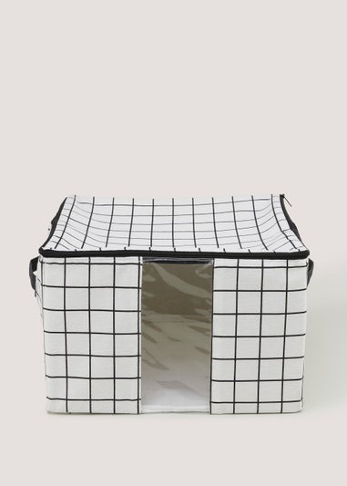 White Check Clothes Storage Bag (38cm x 38cm x 24cm)