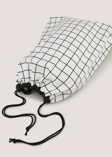 White Check Laundry Drawstring Bag (56cm x 49cm)