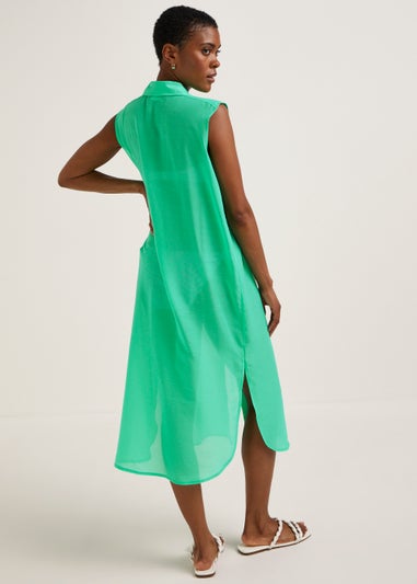 Green Sleeveless Maxi Beach Shirt