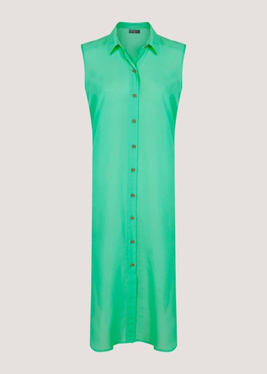 Green Sleeveless Maxi Beach Shirt