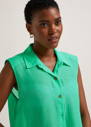 Green Sleeveless Maxi Beach Shirt