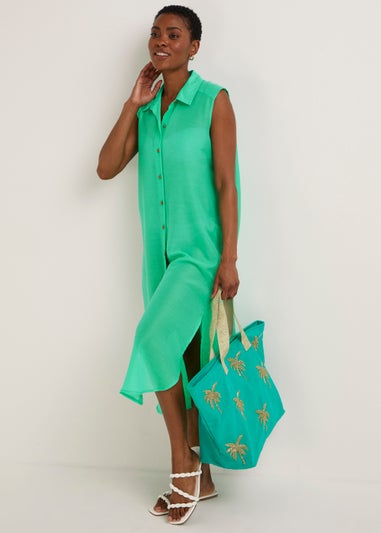 Green Sleeveless Maxi Beach Shirt