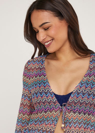 Multicoloured Print Long Kimono