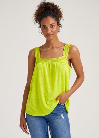 Lime Square Neck Vest Top