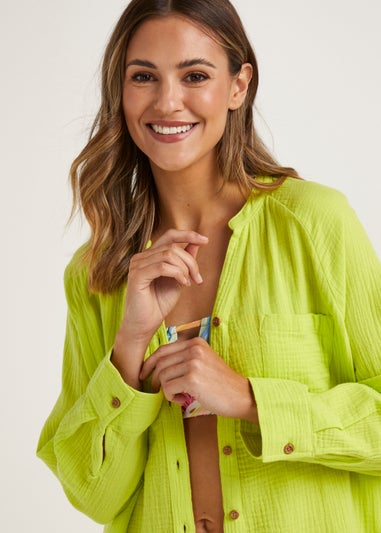 Lime Double Cloth Beach Shirt