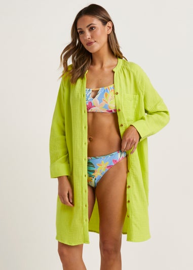 Lime Double Cloth Beach Shirt