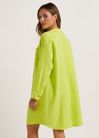 Lime Double Cloth Beach Shirt