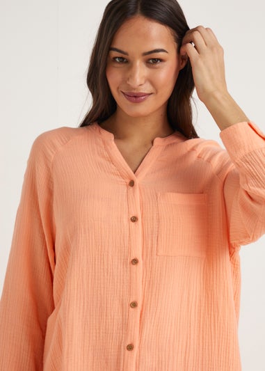 Coral Double Cloth Beach Shirt