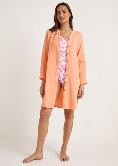 Coral Double Cloth Beach Shirt