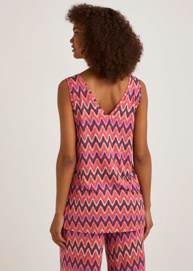 Pink Zigzag V-Neck Co-Ord Vest Top