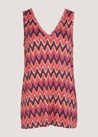 Pink Zigzag V-Neck Co-Ord Vest Top