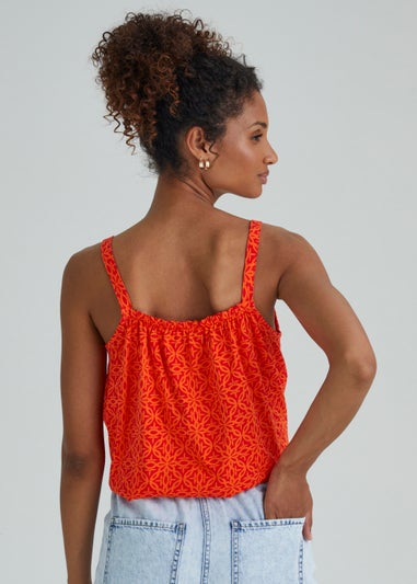 Orange Print Vest Top