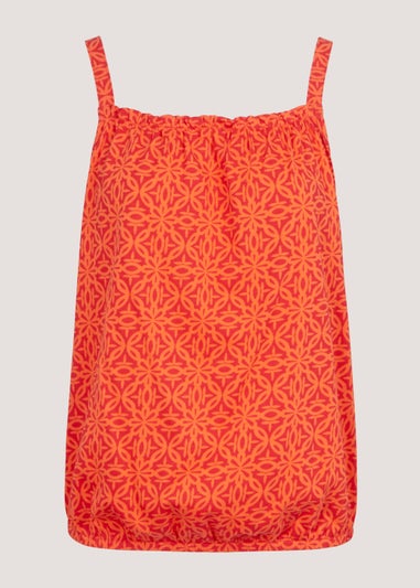 Orange Print Vest Top