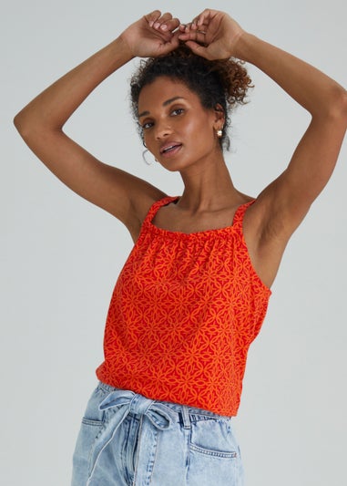 Orange Print Vest Top