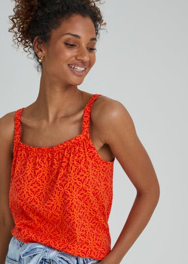 Orange Print Vest Top