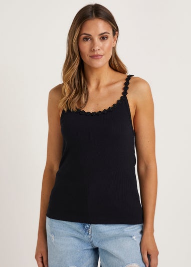 Black Daisy Trim Cami Top