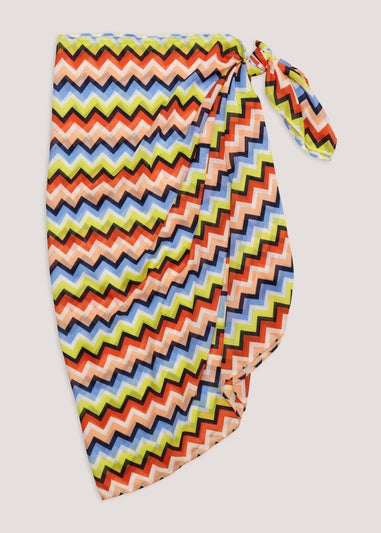 Multicoloured Zig Zag Print Sarong