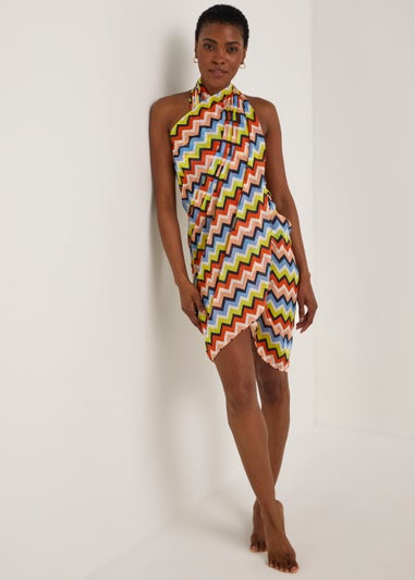Multicoloured Zig Zag Print Sarong