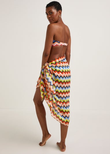Multicoloured Zig Zag Print Sarong